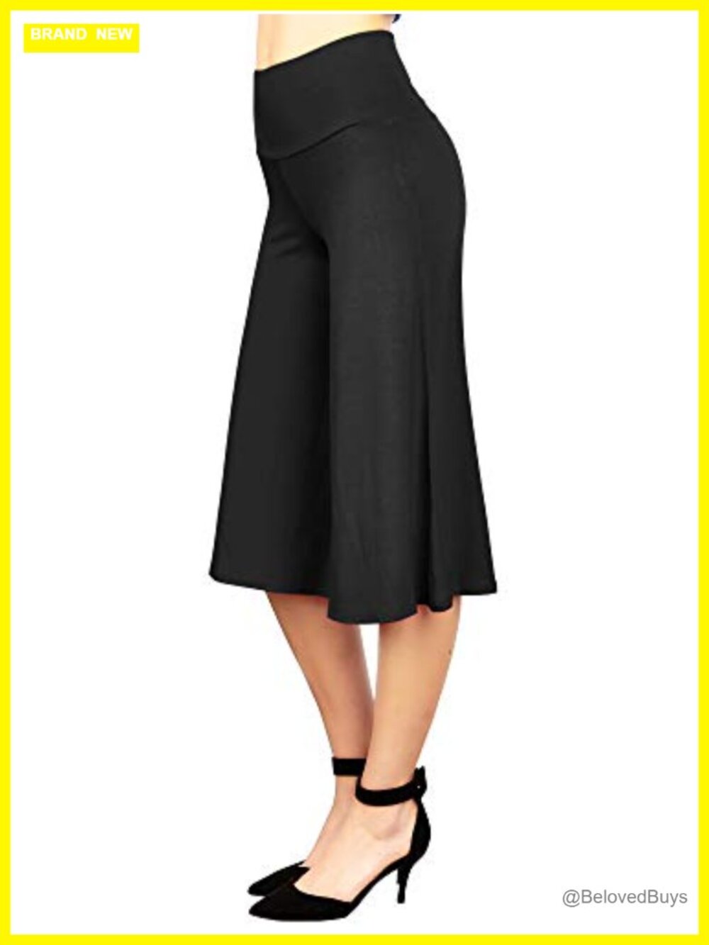 High Waist Wide Leg Palazzo Gaucho Capri Pants Stretch Pull-On